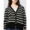 image:imageKarl Lagerfeld Womens Classic Striped VNeck Cardigan SweaterBlackBisque