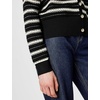 image:imageKarl Lagerfeld Womens Classic Striped VNeck Cardigan SweaterBlackBisque