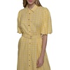 image:imageKarl Lagerfeld Womens Collared Puff Sleeve Midi DressFreesia Yellow Combo