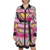 image:imageKarl Lagerfeld Womens Collared Silky Crepe Geo Printed Satin Shirt DressBlack French Fuschia Combo