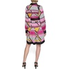 image:imageKarl Lagerfeld Womens Collared Silky Crepe Geo Printed Satin Shirt DressBlack French Fuschia Combo