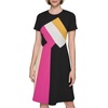 image:imageKarl Lagerfeld Womens Color Block Recycled Scuba Crepe Short Sleeve a Line DressBlack Multi