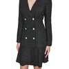 image:imageKarl Lagerfeld Womens Embellished Buttons Long Sleeve V Neck Blazer DressBlackSilver