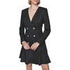 image:imageKarl Lagerfeld Womens Embellished Buttons Long Sleeve V Neck Blazer DressBlackSilver