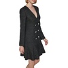image:imageKarl Lagerfeld Womens Embellished Buttons Long Sleeve V Neck Blazer DressBlackSilver