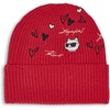 image:imageKarl Lagerfeld Womens Embroidered Karl Hearts Velboa Fleece Lined BeanieCrimson