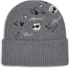 image:imageKarl Lagerfeld Womens Embroidered Karl Hearts Velboa Fleece Lined BeanieHeather Granite