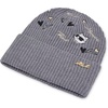 image:imageKarl Lagerfeld Womens Embroidered Karl Hearts Velboa Fleece Lined BeanieHeather Granite