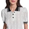 image:imageKarl Lagerfeld Womens Floral Eyelet Collared Neck BlouseSoft White