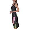 image:imageKarl Lagerfeld Womens Floral Square Neck Sleevelss Sheath DressBlack Pink Sherbet Combo