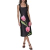 image:imageKarl Lagerfeld Womens Floral Square Neck Sleevelss Sheath DressBlack Pink Sherbet Combo