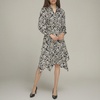image:imageKarl Lagerfeld Womens Handkerchief Hem Belted Shirt DressBlackCream Multi