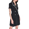 image:imageKarl Lagerfeld Womens Jacquard Trim Pleated Skirt Short Sleeve CoatBlack