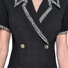 image:imageKarl Lagerfeld Womens Jacquard Trim Pleated Skirt Short Sleeve CoatBlack
