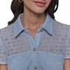 image:imageKarl Lagerfeld Womens Light Collared Short Sleeve Mini DressChambray Blue