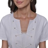 image:imageKarl Lagerfeld Womens Light Tie Neck Short Sleeve Mini DressSoft White