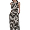 image:imageKarl Lagerfeld Womens Lined Belted Sleeveless Midi DressOyster Gray Black Combo
