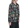 image:imageKarl Lagerfeld Womens Long Sleeve Collar Button Down All Over Print Oversized BlouseBlackPanna Cotta Multi