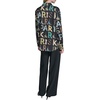 image:imageKarl Lagerfeld Womens Long Sleeve Collar Button Down All Over Print Oversized BlouseBlackPanna Cotta Multi