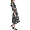 image:imageKarl Lagerfeld Womens Long Sleeve Collared All Over Print Belted DressBlackPanna Cotta Multi