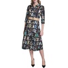 image:imageKarl Lagerfeld Womens Long Sleeve Collared All Over Print Belted DressBlackPanna Cotta Multi