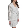 image:imageKarl Lagerfeld Womens Long Sleeve Collared Denim Emboridered Lace BlazerSoft White