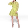 image:imageKarl Lagerfeld Womens Long Sleeve Collared Organza Overlay Belted Mini DressCitrus Green