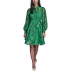 image:imageKarl Lagerfeld Womens Long Sleeve Collared Organza Overlay Belted Mini DressLush Green