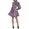 image:imageKarl Lagerfeld Womens Long Sleeve Collared Organza Overlay Belted Mini DressSoft WhiteBlack Hydrangea Multi