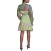 image:imageKarl Lagerfeld Womens Long Sleeve Collared Organza Overlay Belted Mini DressTea GreenPink Sherbet Multi