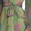 image:imageKarl Lagerfeld Womens Long Sleeve Collared Organza Overlay Belted Mini DressTea GreenPink Sherbet Multi