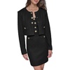 image:imageKarl Lagerfeld Womens Long Sleeve Gold Buttoned Cropped Tweed JacketBlack