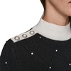 image:imageKarl Lagerfeld Womens Long Sleeve Mock Neck Crystal Detail Elevated SweaterBlackSoft White