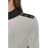 image:imageKarl Lagerfeld Womens Long Sleeve Mock Neck Crystal Detail Elevated SweaterSoft WhiteBlack