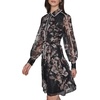 image:imageKarl Lagerfeld Womens Long Sleeve Printed Crinkle Chiffon Shirt DressBlackVicuna MultiBirch