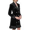 image:imageKarl Lagerfeld Womens Novelty Button Collared Blazer Mini DressBlack Velvet