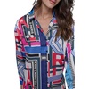 image:imageKarl Lagerfeld Womens Oversized Printed BlouseSoft WhiteElectric Indigo Mutli