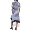 image:imageKarl Lagerfeld Womens Patterned Short Sleeves Belted Midi DressSoft WhiteChambray BlueMarine