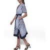 image:imageKarl Lagerfeld Womens Patterned Short Sleeves Belted Midi DressSoft WhiteChambray BlueMarine