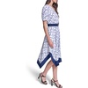 image:imageKarl Lagerfeld Womens Patterned Short Sleeves Belted Midi DressSoft WhitePorcelain Blue Multi