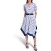 image:imageKarl Lagerfeld Womens Patterned Short Sleeves Belted Midi DressSoft WhitePorcelain Blue Multi