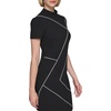 image:imageKarl Lagerfeld Womens Piping Details Mock Neck Short Sleeve Sheath DressBlack Soft White