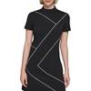 image:imageKarl Lagerfeld Womens Piping Details Mock Neck Short Sleeve Sheath DressBlack Soft White