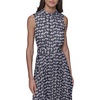 image:imageKarl Lagerfeld Womens Printed Belted Sleeveless Midi DressSft WhtMarne Combo