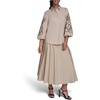 image:imageKarl Lagerfeld Womens Puff Sleeve Blouse with Floral Embroidery DetailFrench Beige