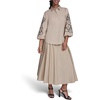 image:imageKarl Lagerfeld Womens Puff Sleeve Blouse with Floral Embroidery DetailFrench Beige