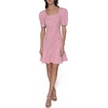 image:imageKarl Lagerfeld Womens Puff Sleeve Swaure Neck Flounce Tweed Aline Mini DressPink SherbertSoft White