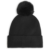 image:imageKarl Lagerfeld Womens Ribbed Beanie with Sunglasses Pin and Fur PomBlack