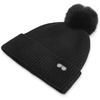 image:imageKarl Lagerfeld Womens Ribbed Beanie with Sunglasses Pin and Fur PomBlack