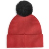 image:imageKarl Lagerfeld Womens Ribbed Beanie with Sunglasses Pin and Fur PomCrimson